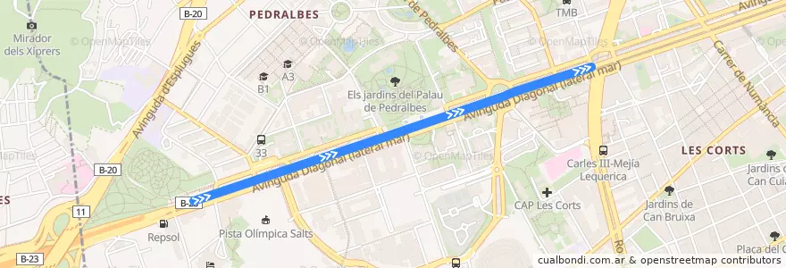 Mapa del recorrido 567 Barcelona - Vallirana de la línea  en 바르셀로나.