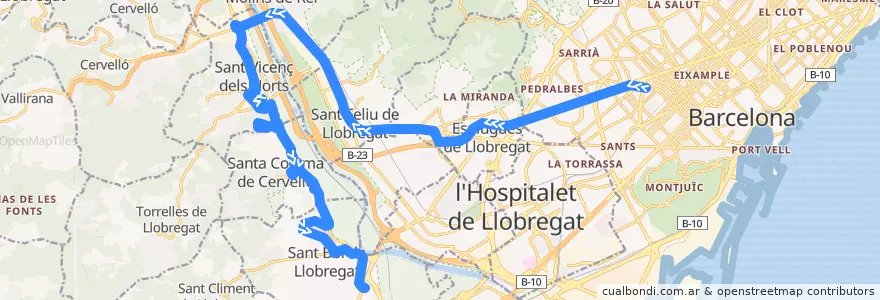 Mapa del recorrido L61 Barcelona - Sant Boi de la línea  en Baix Llobregat.