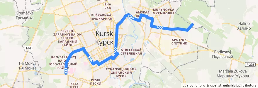Mapa del recorrido Маршрут автобуса №79: "Перинатальный центр - Аэропорт" de la línea  en Kursk.