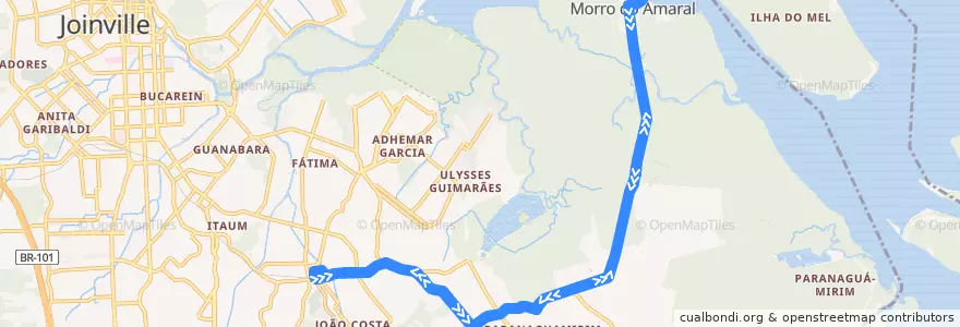 Mapa del recorrido Morro do Amaral de la línea  en Joinville.