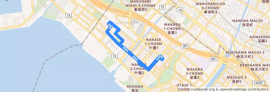 Mapa del recorrido イオンモール幕張新都心線 de la línea  en 美浜区.