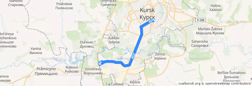 Mapa del recorrido Маршрут автобуса №47: "Красная площадь - ДК Волокно" de la línea  en городской округ Курск.
