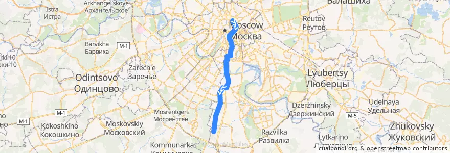Mapa del recorrido Ночной трамвай 3: Метро «Чистые пруды» => Улица Академика Янгеля de la línea  en Москва.