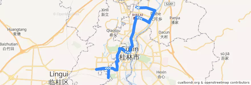 Mapa del recorrido Bus 1: 桂林北站 => 鼎富大厦 de la línea  en 桂林市.
