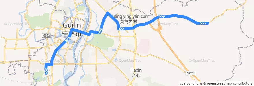 Mapa del recorrido Bus 10: 园林植物园 => 电子科大 de la línea  en 桂林市.