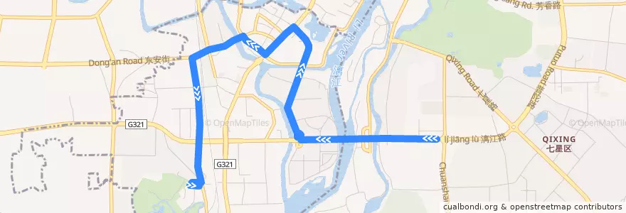 Mapa del recorrido Bus 23: 五里店 => 园林植物园 de la línea  en 桂林市.