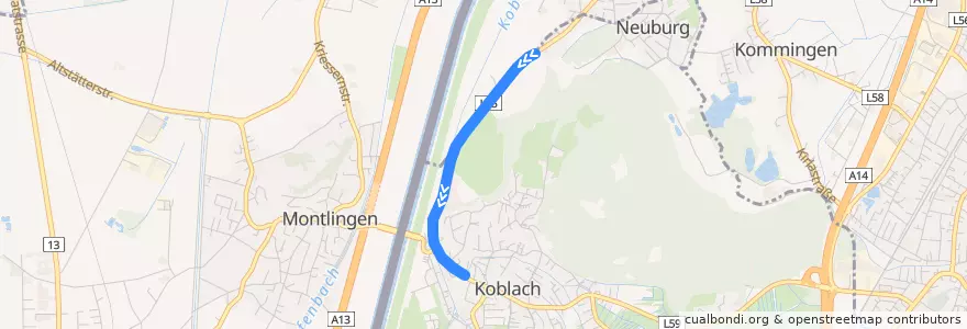 Mapa del recorrido Bus 58: Götzis => Klaus de la línea  en Oberriet.