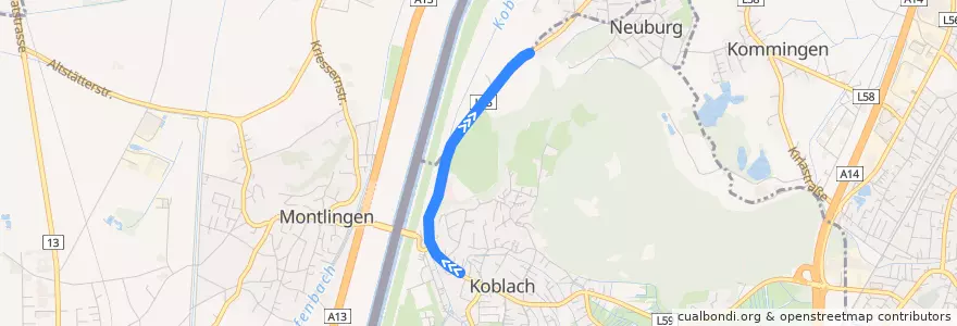 Mapa del recorrido Bus 58: Klaus => Götzis de la línea  en Oberriet.