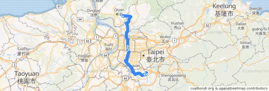 Mapa del recorrido 臺北市 606 萬芳社區-榮總 (往程) de la línea  en تایپه.