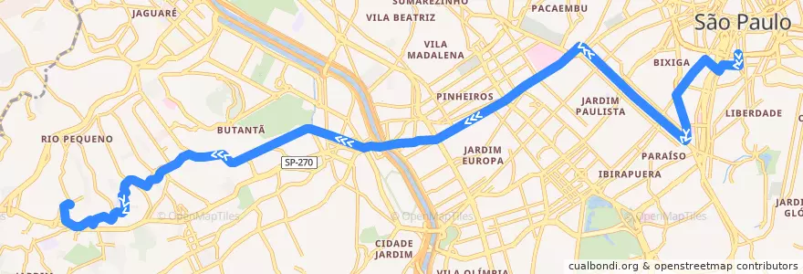 Mapa del recorrido 715M-10 Jardim Maria Luíza de la línea  en São Paulo.