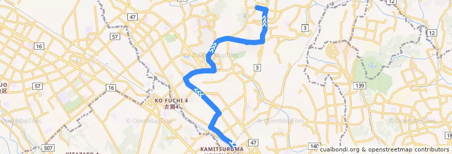 Mapa del recorrido 町田37系統 de la línea  en 町田市.
