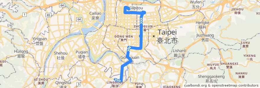 Mapa del recorrido 臺北市 688返程 (中和-建國北路) de la línea  en 타이베이시.