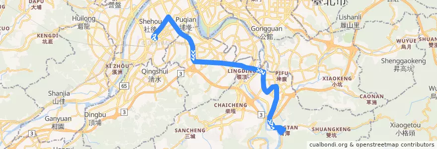 Mapa del recorrido 新北市 930 板橋-青潭 (返程) de la línea  en 신베이 시.