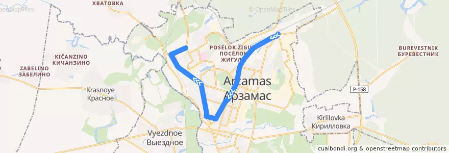 Mapa del recorrido Автобус №1: База "Дока" - Автоколонна 1161 de la línea  en городской округ Арзамас.
