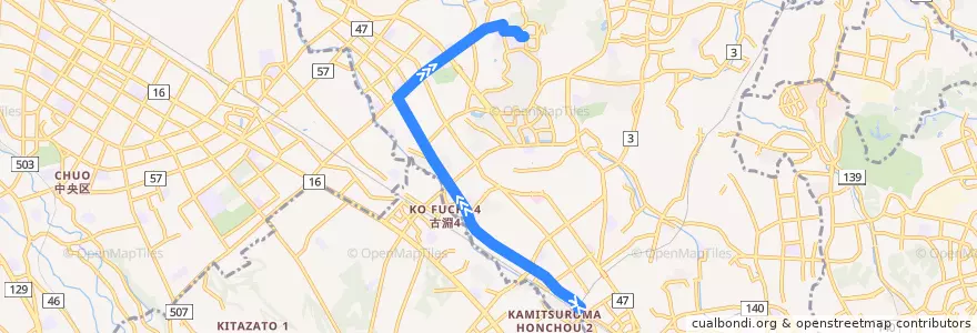 Mapa del recorrido 町田33系統 de la línea  en 町田市.