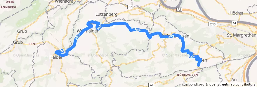 Mapa del recorrido Bus 224: Heiden => Platz, Wilen via Zelg, Walzenhausen de la línea  en Vorderland.