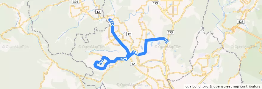 Mapa del recorrido 102: 平野→清和台営業所前 de la línea  en 川西市.