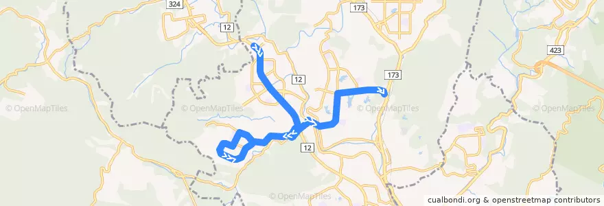 Mapa del recorrido 102: 清和台営業所前→平野 de la línea  en 川西市.