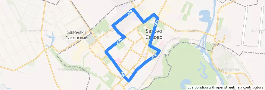 Mapa del recorrido Автобус №18: Вокзал — Микрорайон de la línea  en городской округ Сасово.