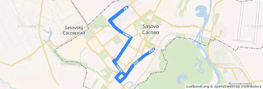 Mapa del recorrido Автобус № 5 Вокзал — Микрорайон de la línea  en городской округ Сасово.