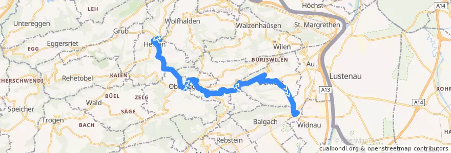 Mapa del recorrido Bus 226: Heiden => Heerbrugg de la línea  en Sankt Gallen.
