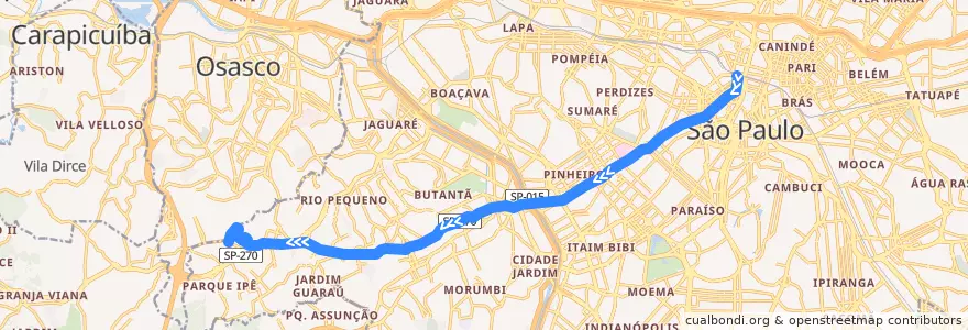 Mapa del recorrido 7458-10 Jardim Boa Vista de la línea  en São Paulo.