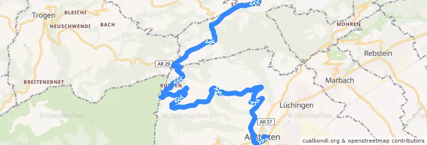 Mapa del recorrido Bus 333: St. Anton => Altstätten SG de la línea  en San Gallo.
