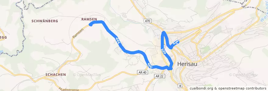 Mapa del recorrido Bus 175: Herisau, Bahnhof => Ramsen de la línea  en Herisau.