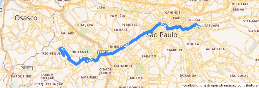 Mapa del recorrido 702C-10 - Jardim Bonfiglioli de la línea  en São Paulo.