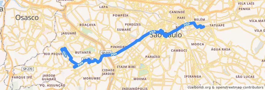Mapa del recorrido 702C-10 - Metrô Belém de la línea  en San Pablo.