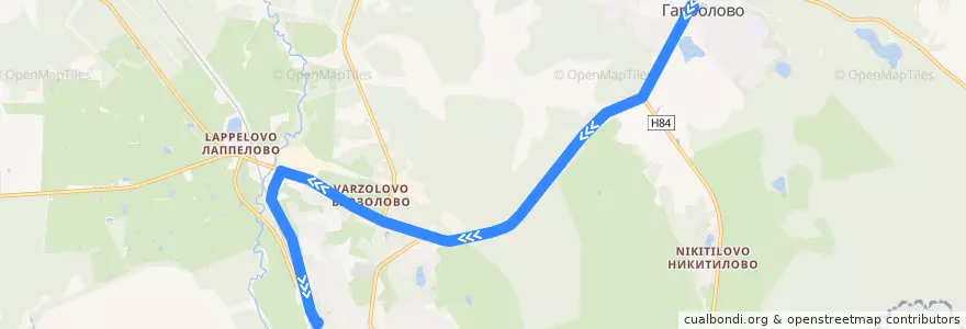 Mapa del recorrido Автобус № 612: Гарболово => ж/д ст. Грузино de la línea  en Куйвозовское сельское поселение.