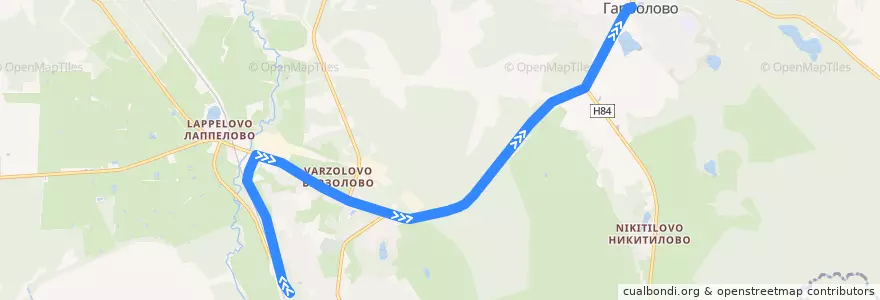 Mapa del recorrido Автобус № 612: ж/д ст. Грузино => Гарболово de la línea  en Куйвозовское сельское поселение.