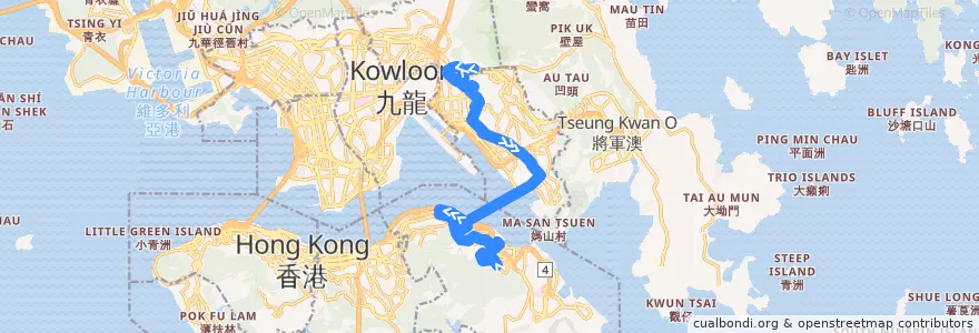 Mapa del recorrido Bus 606A (Choi Wan (Fung Shing Street) - Yiu Tung) de la línea  en Новые Территории.