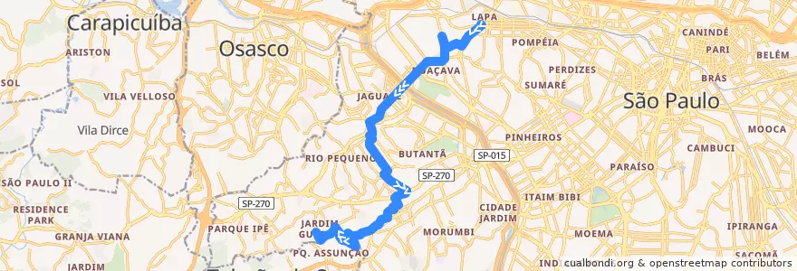 Mapa del recorrido 748A-41: Lapa -> Jardim Peri-Peri de la línea  en São Paulo.