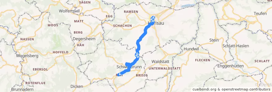 Mapa del recorrido Bus 171: Herisau, Bahnhof => Schwellbrunn, Risi (via Sommertal) de la línea  en Hinterland.