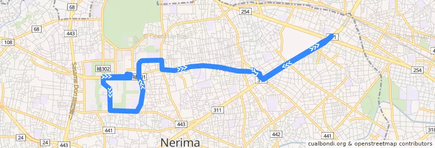 Mapa del recorrido 光01 de la línea  en Nerima.