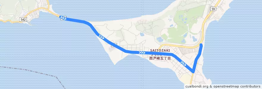 Mapa del recorrido 西鉄バス21B番系統 de la línea  en Higashi Ward.