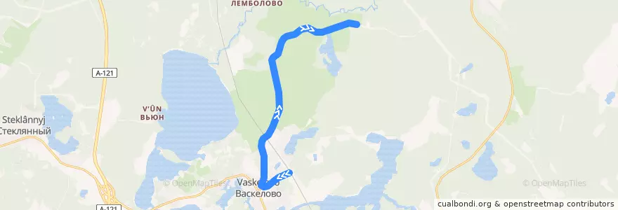 Mapa del recorrido Автобус № 615: Васкелово => Троицкое урочище de la línea  en Куйвозовское сельское поселение.