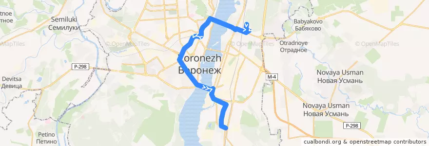 Mapa del recorrido Автобус №26А: Завод ГОО - Роддом №4 (конечная) de la línea  en городской округ Воронеж.