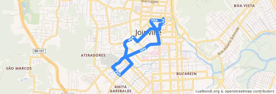 Mapa del recorrido Rodoviária de la línea  en Joinville.