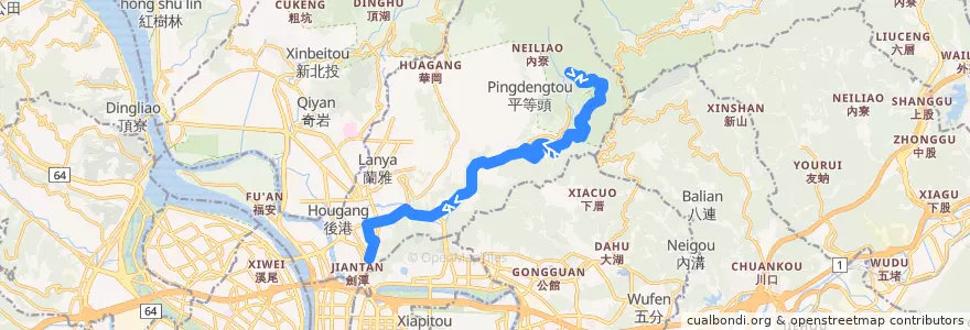 Mapa del recorrido 臺北市 市民小巴1 劍潭捷運站(基河)-風櫃嘴 (返程) de la línea  en 士林區.