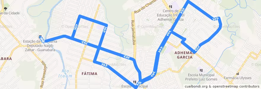 Mapa del recorrido Adhemar Garcia via Nova Joinville de la línea  en ジョインヴィレ.