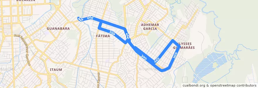 Mapa del recorrido Ulysses Guimarães de la línea  en Joinville.