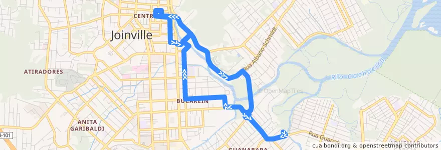 Mapa del recorrido Guanabara/Centro - Linha Direta de la línea  en ジョインヴィレ.