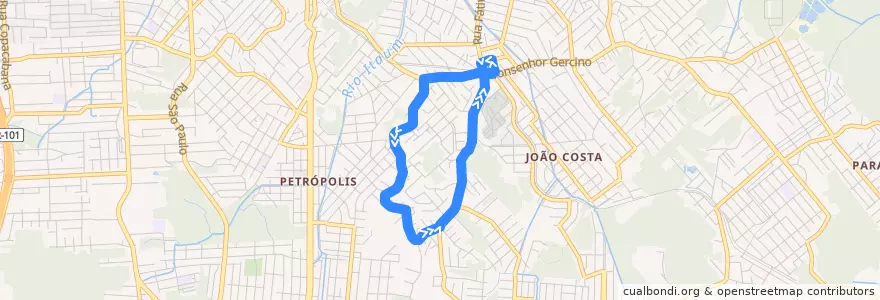 Mapa del recorrido Rua Colombo de la línea  en Joinville.