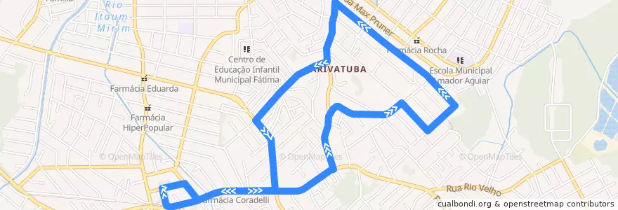Mapa del recorrido Jarivatuba de la línea  en Joinville.