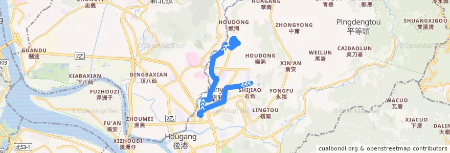 Mapa del recorrido 臺北市 市民小巴11 天母-捷運芝山站 (往程) de la línea  en Taipei.