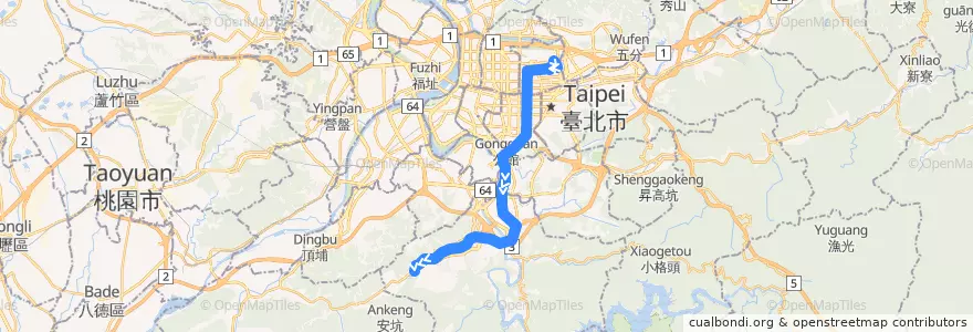Mapa del recorrido 臺北市 905 錦鏽-民生社區(返程) de la línea  en تايبيه الجديدة.