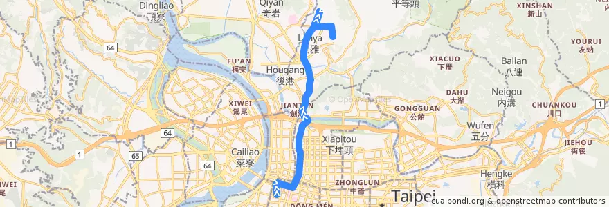 Mapa del recorrido 臺北市 中山幹線 天母-衡陽路 (返程) de la línea  en 타이베이시.