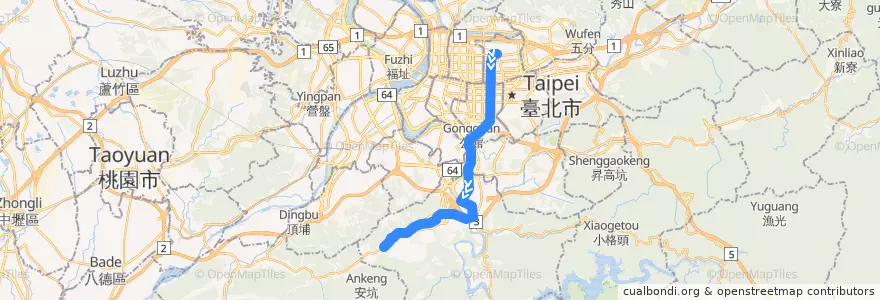 Mapa del recorrido 新北市 906 錦鏽-松山機場 (返程) de la línea  en Neu-Taipeh.